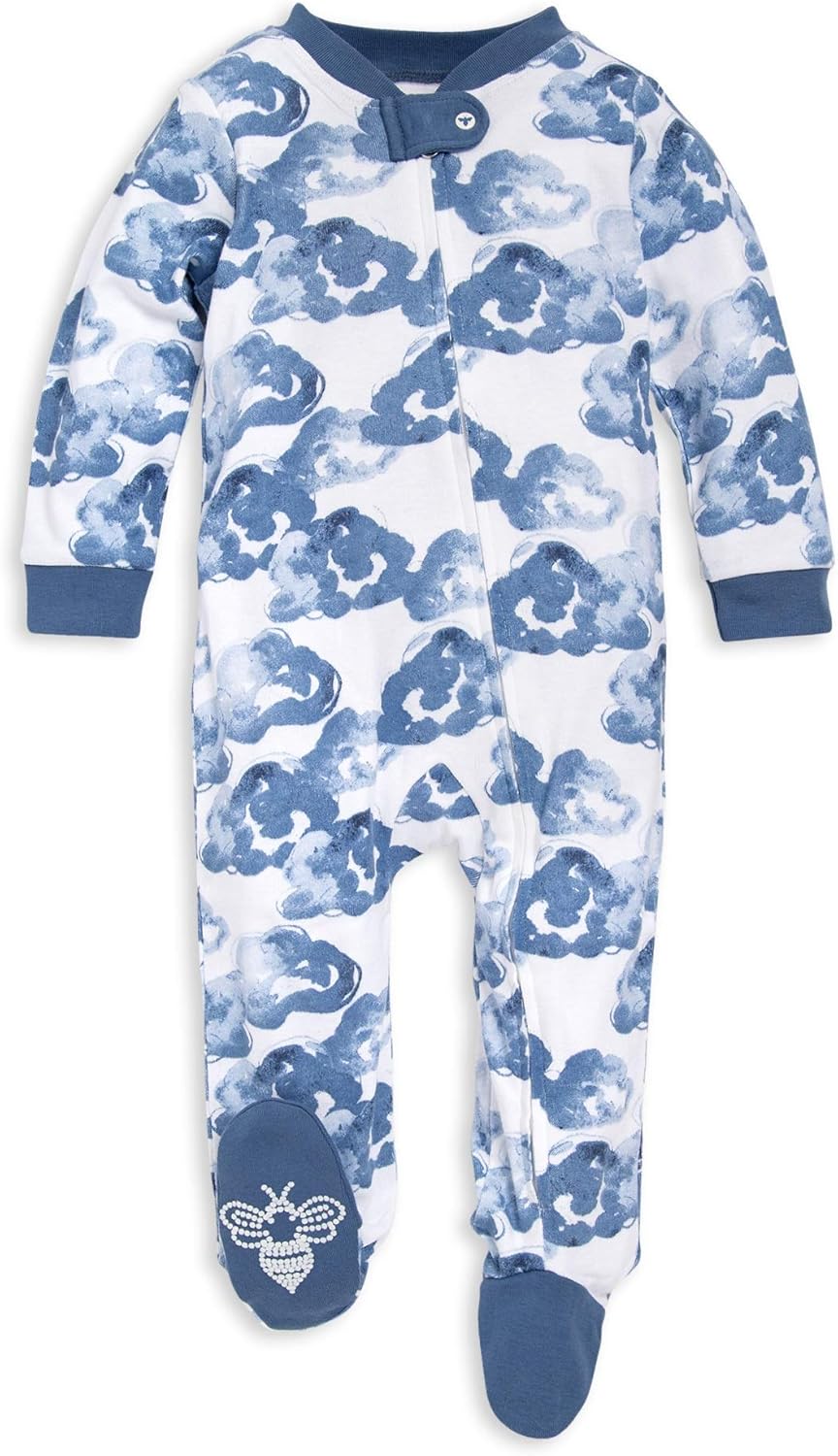 Burt's Bees Baby Boys' Sleep and Play Pjs, 100% Organic Cotton One-piece Zip Front Romper Jumpsuit Pajamas