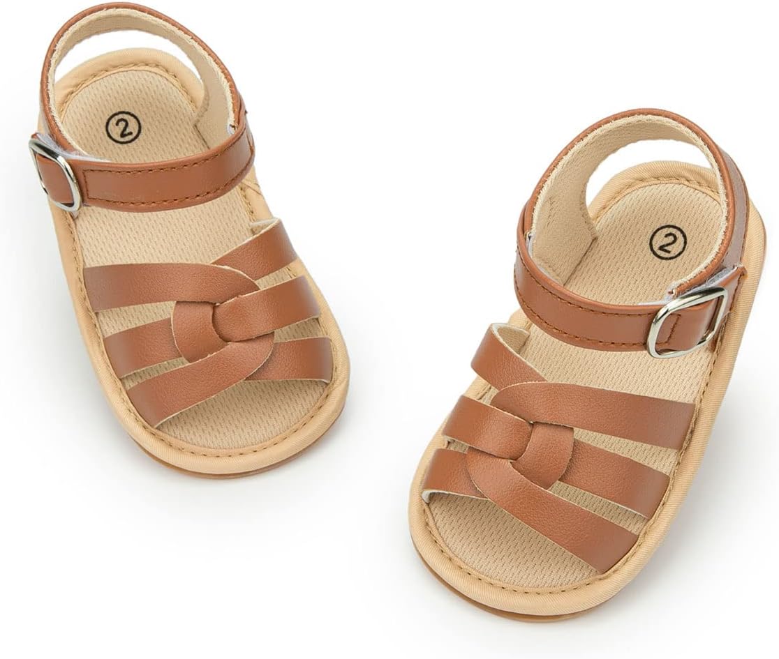 KIDSUN Baby Infant Girls Boys Sandals Non Slip Rubber Sole Summer Beach Outdoor First Walker Crib Shoes
