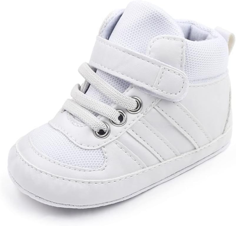 Sekantrol Baby Boys Girls First Walker Crib Newborn Shoes, Soft Rubber Sole Infant Sneakers Fashion High-Top Non-Slip Toddler Dress Moccasins Shoes