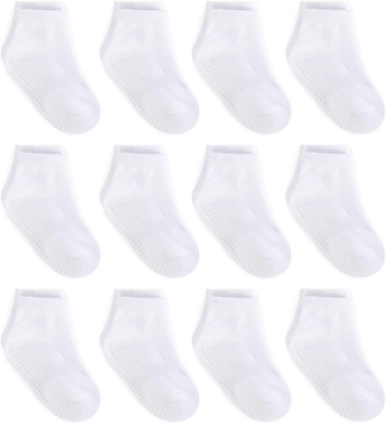 ZAPLES Baby Non Slip Grip Ankle Socks with Anti Skid Grippers Boys Girls Low Cut for Infants Toddlers Kids