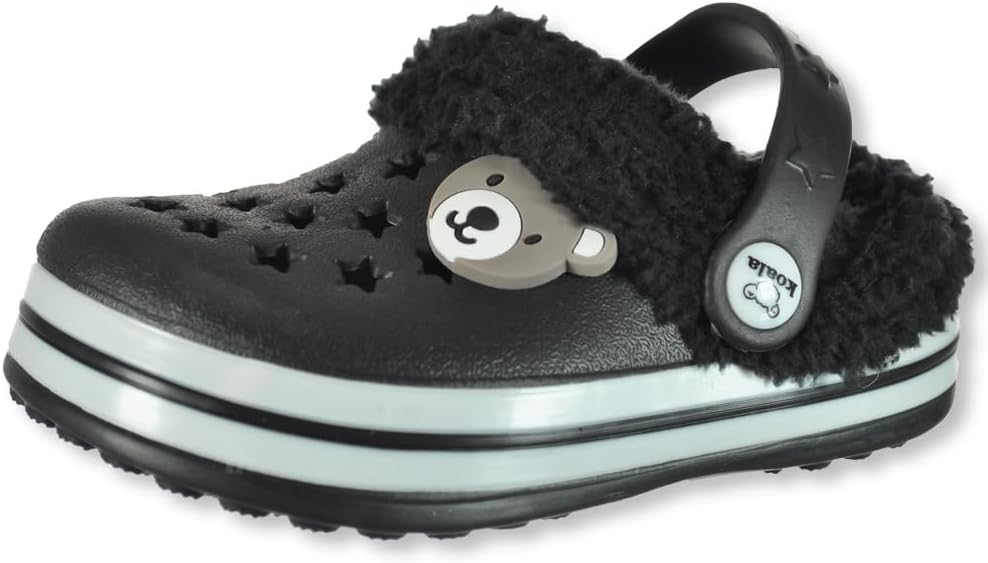 Koala Baby Baby Boys' Fur Clogs Shoes - Black, 12-18 Months
