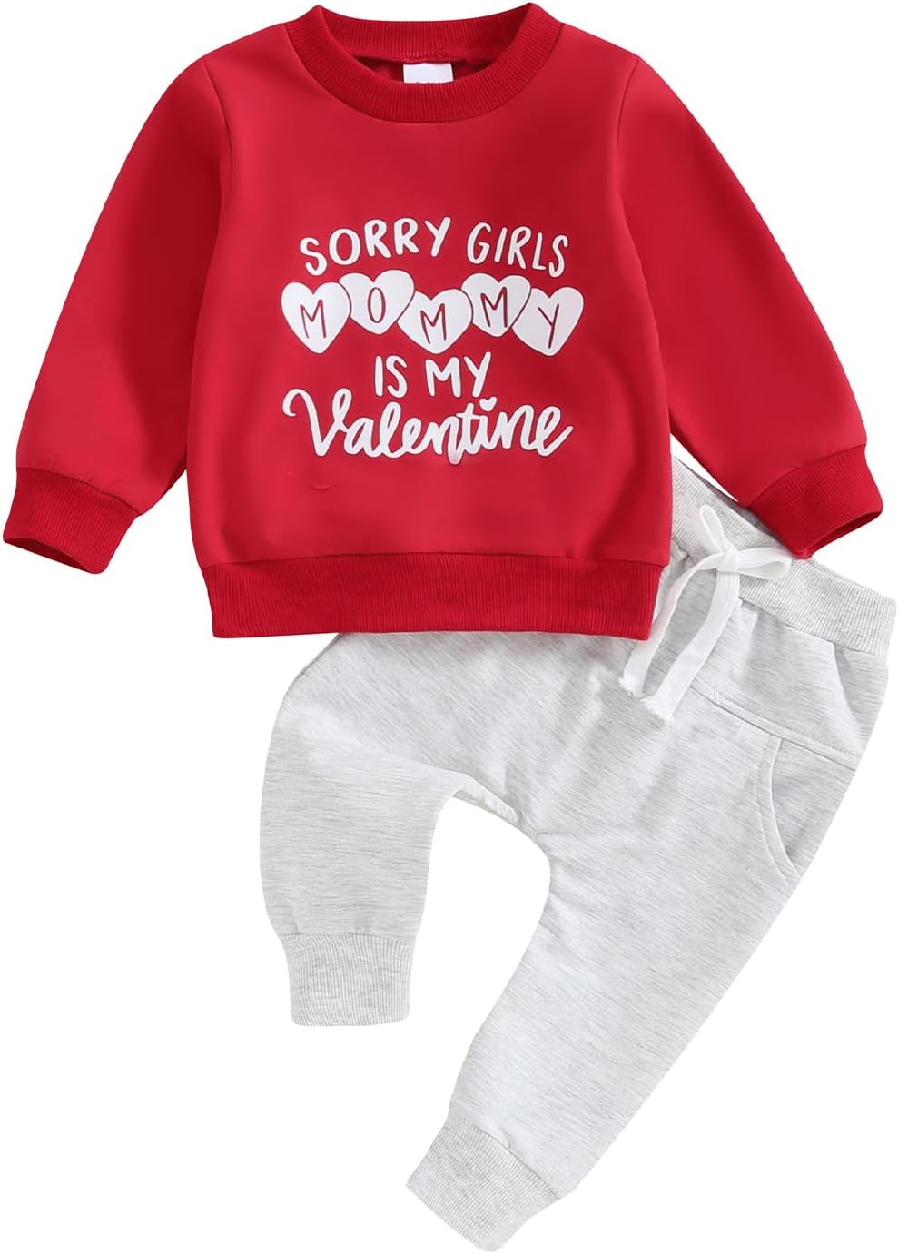 Valentine 's Day Outfit Clothes Set Infant Toddler Baby Boy Long Sleeve Sweatshirt and Pants Set