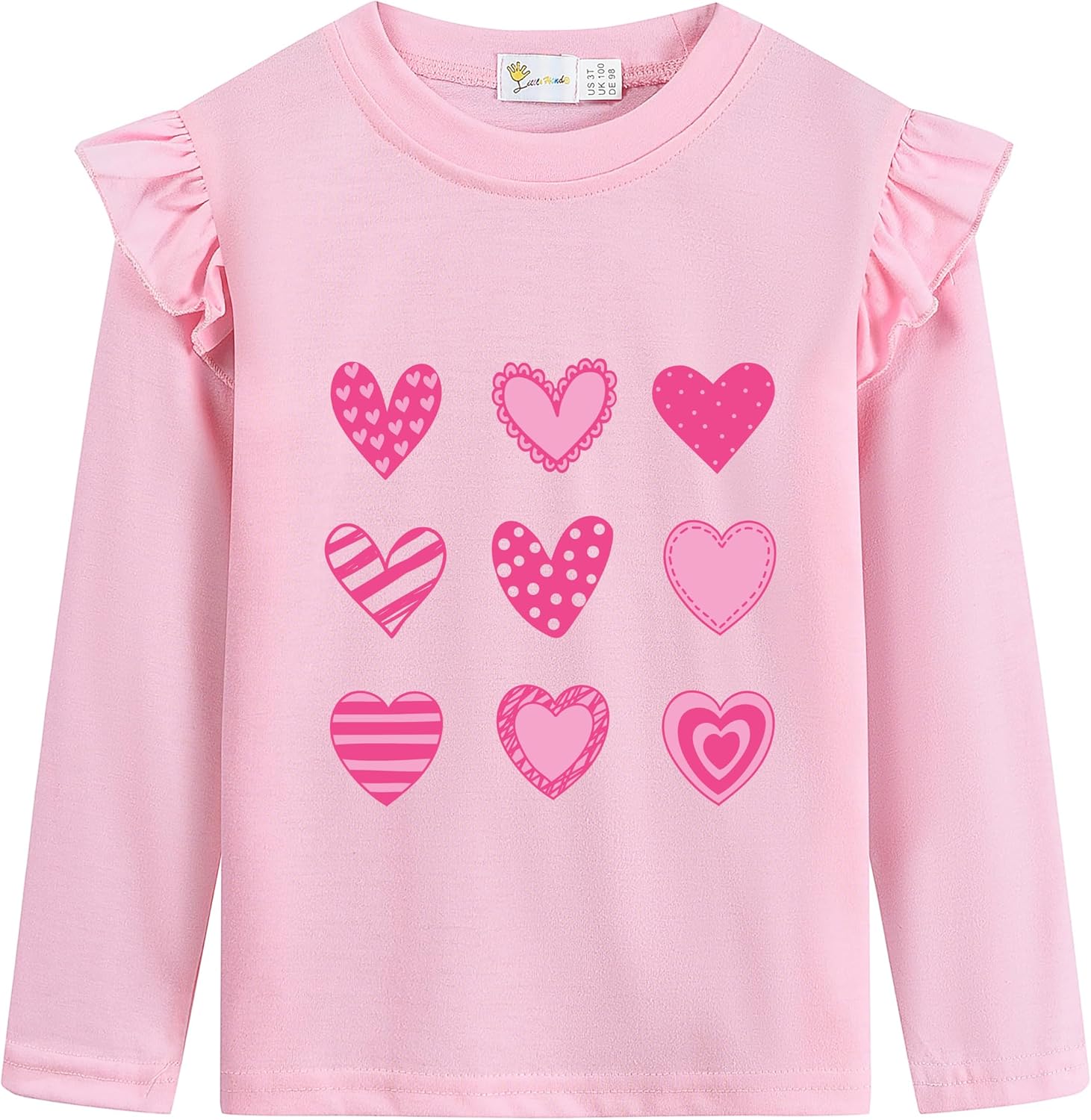 Valentine's Day Shirt for Girls Love Graphic T-Shirts Cute Butterfly Heart Print Tee Valentine Gift Tees Tops 2-8 Years