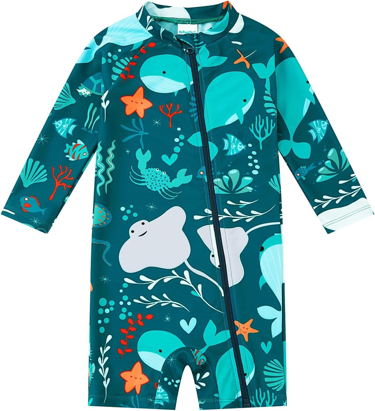 Baby Boy Swimsuit Rash Guard Shirts Toddler Boy Swimwear Full Zipper UPF 50+ Sun Protection Infant One Piece Bathing Suit