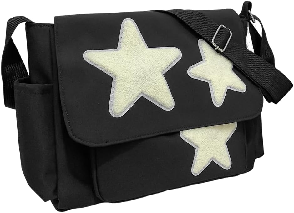 Cute Messenger Bag, Aesthetic Crossbody Bag, Y2K Star Grunge Bag Emo Shoulder Tote Purse for Women