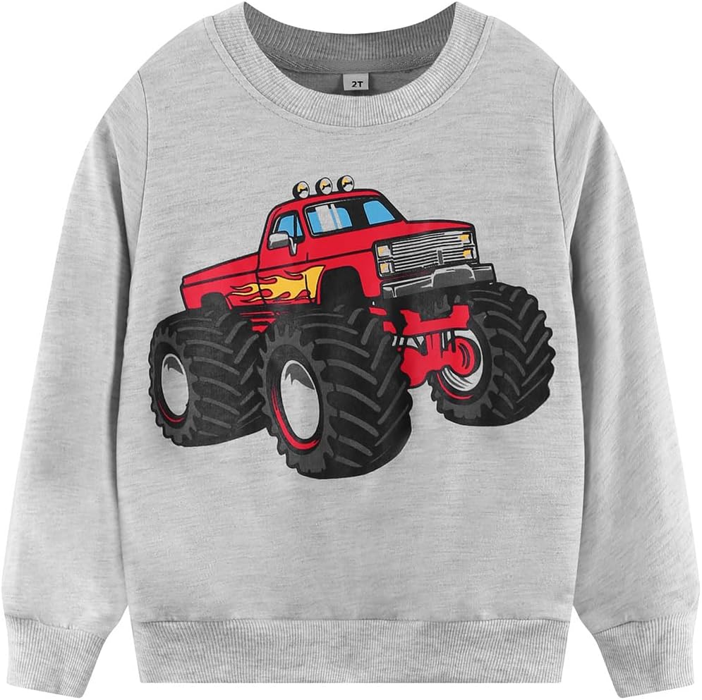 Toddler Boys Sweatshirts Dinosaur Long Sleeve Pullover Crewneck Shirts Cartoon Tee Sport Tops for Kids 1-8T