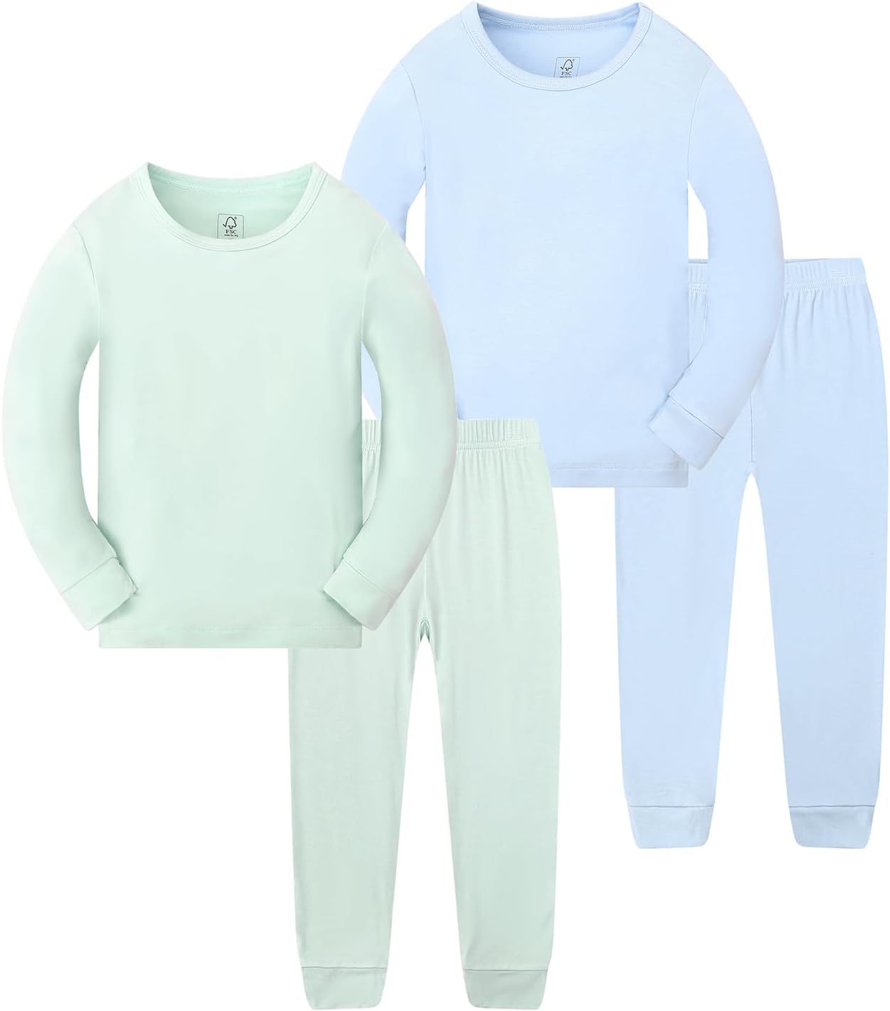 JunNeng Toddler Rayon from Bamboo Pajamas Sets,Baby Boy Girl Solid Snug Fit Long Sleeve Sleepwear