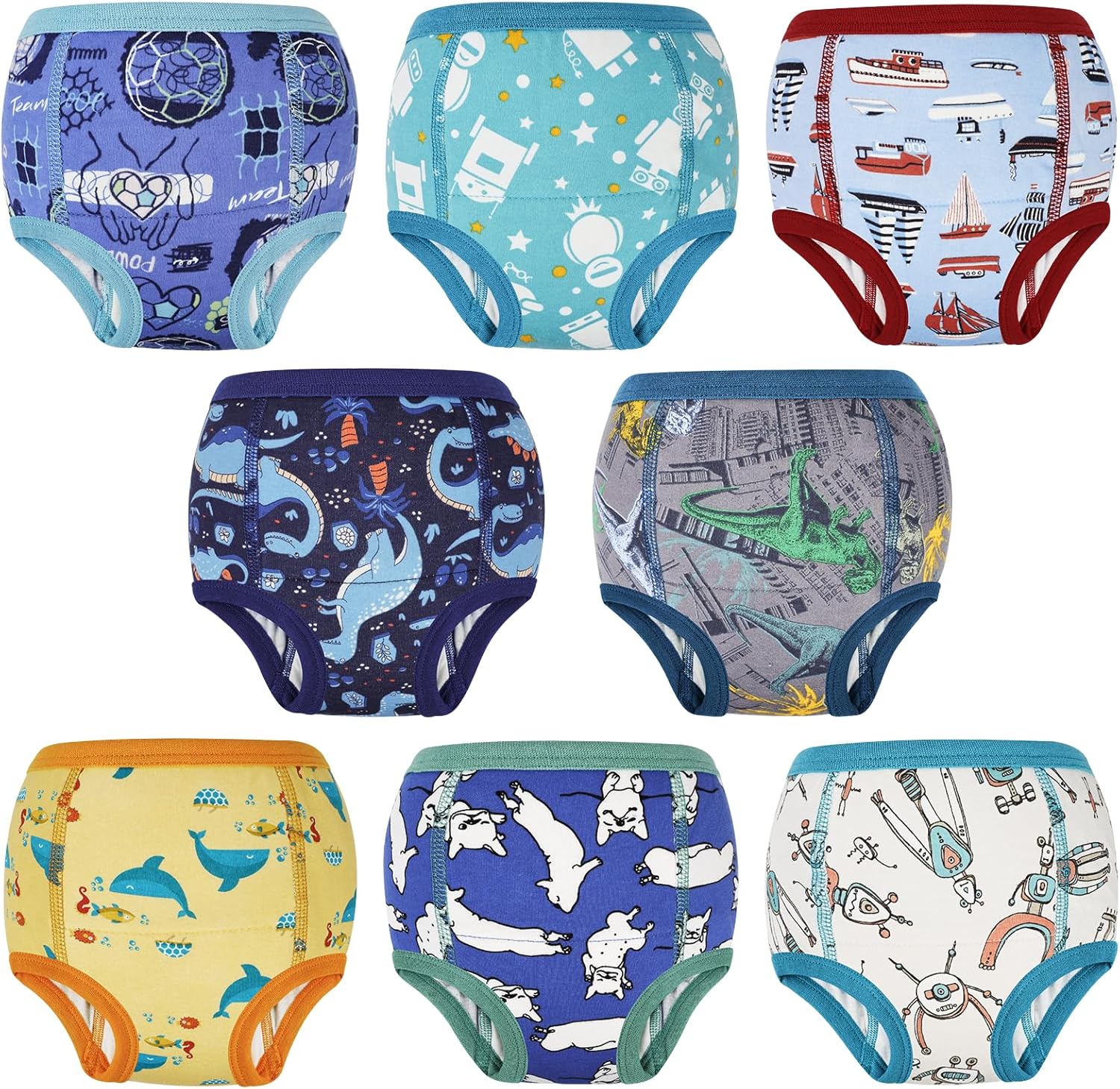 MooMoo Baby Absorbent Potty Training Pants 8 Packs Cotton Training Underwear for Boys and Girls 2T-9T